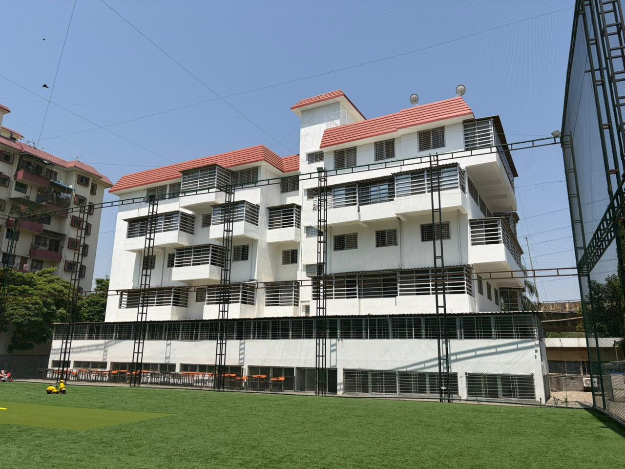 School building with sports facilities